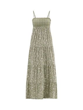 No Boundaries Olive Floral Crochet-Top Maxi Dress